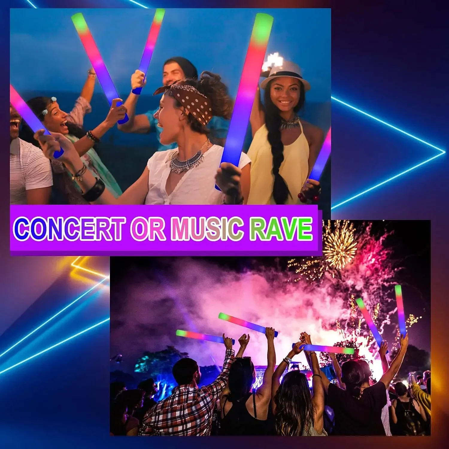 1Z-50PCS Led Foam Glow Sticks  - Flashing Led Foam Sticks Party recension och pris