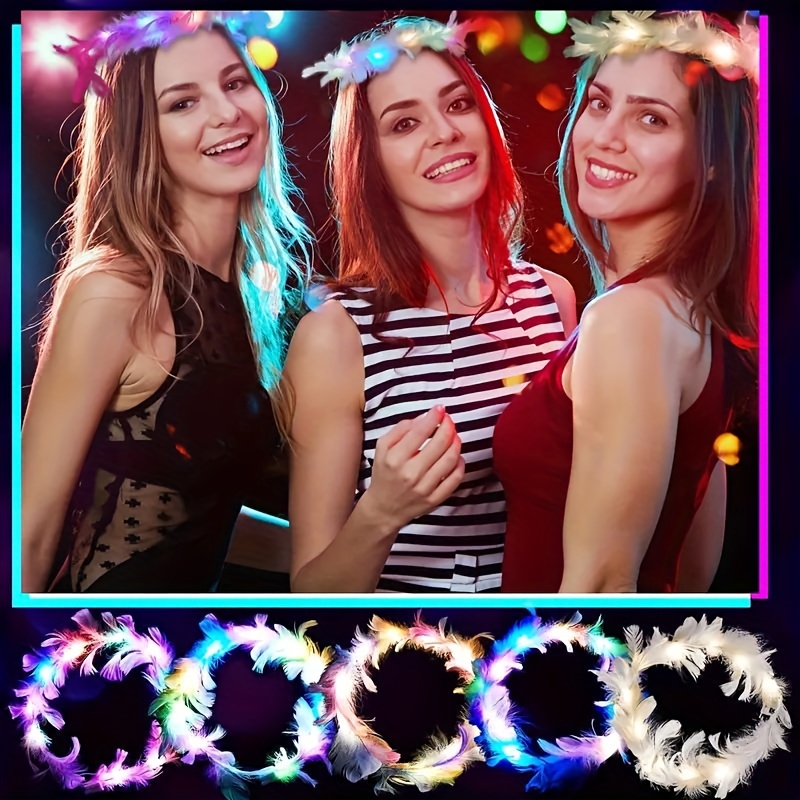 10pcs LED Feather Wreath Crown - Glow In The Dark Party Glasses recension och pris
