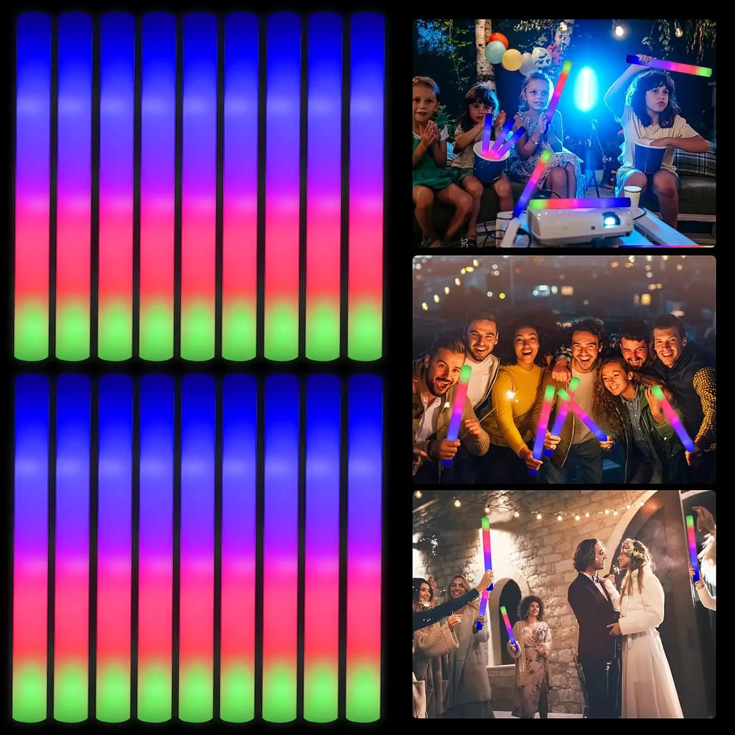 3Z-50PCS Led Foam Glow Sticks  - Flashing Led Foam Sticks Party recension och pris