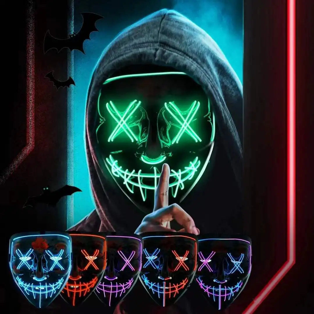 Wireless Scary Glowing Mask LE - Led Purge Mask Halloween recension och pris