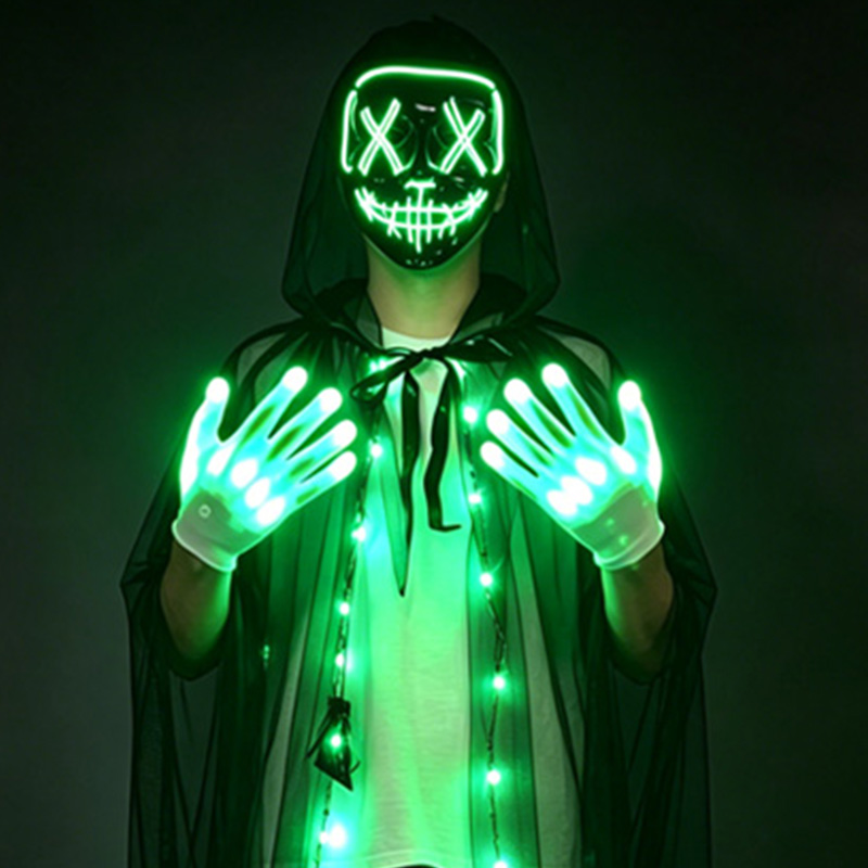 LED Skull Mask Light Up Gloves - Led Purge Mask Halloween recension och pris