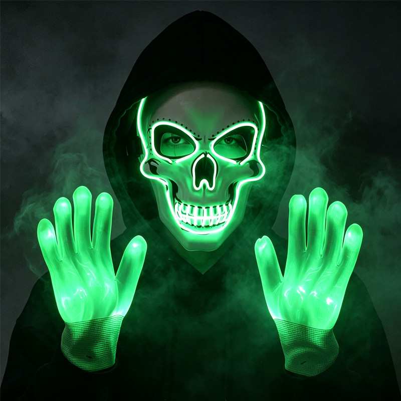 LED Skull Mask Light Up Gloves - Led Purge Mask Halloween recension och pris