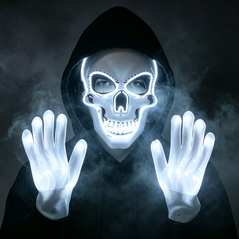 LED Skull Mask Light Up Gloves - Led Purge Mask Halloween recension och pris