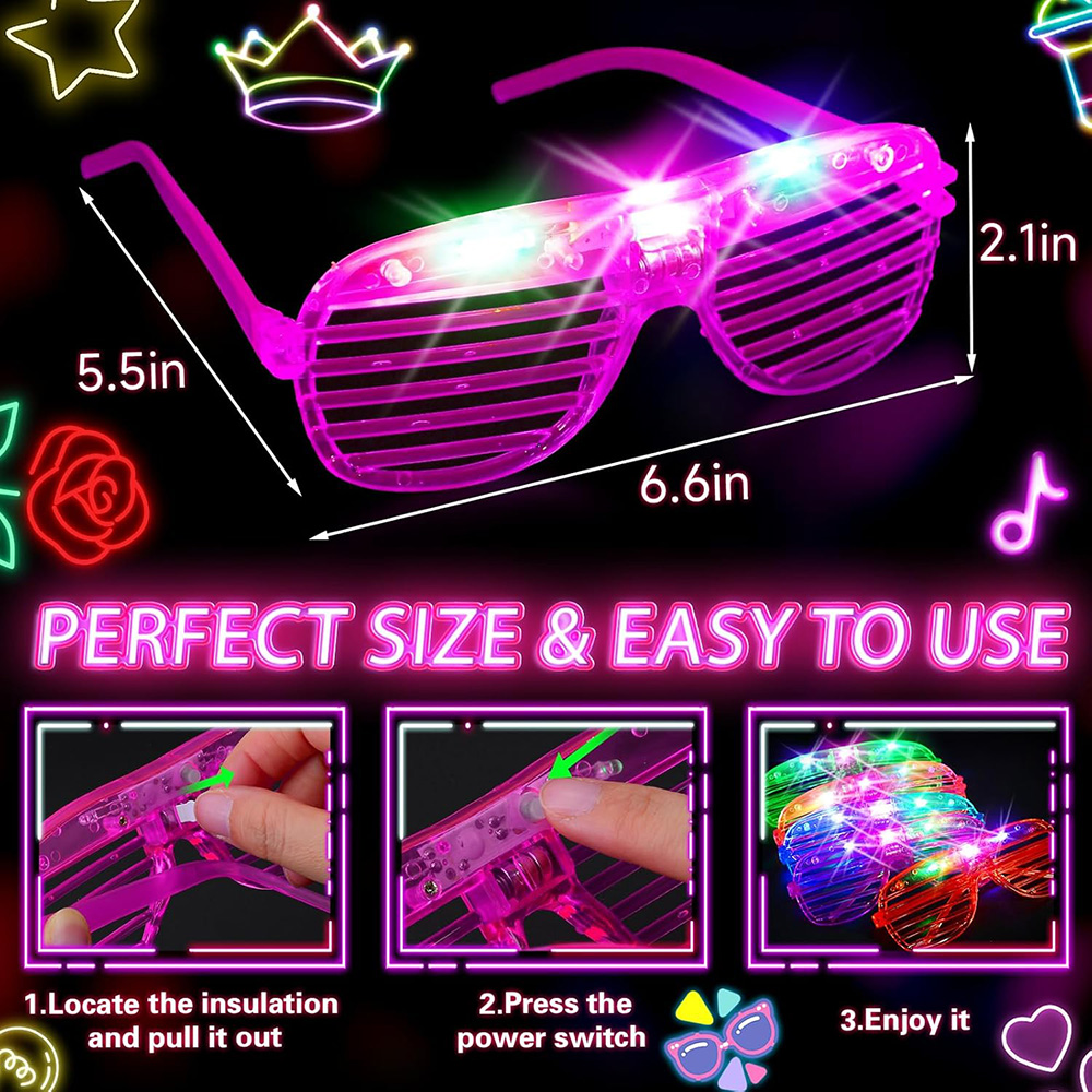 LED Glasses 6 Neon Colors Glow - Glow In The Dark Party Glasses recension och pris